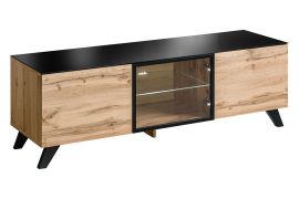 TV-onderkast Nautnes 04, kleur: eiken Wotan / zwart - Afmetingen: 47 x 150 x 45 cm (H x B x D), met vier vakken