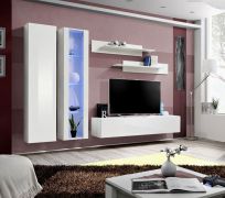 Licht wandmeubel Hompland 14, kleur: wit - Afmetingen: 170 x 260 x 40 cm (H x B x D), met voldoende opbergruimte