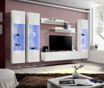 Woonwand met push-to-open-functie Hompland 30, kleur: wit - Afmetingen: 170 x 260 x 40 cm (H x B x D), met genoeg opbergruimte
