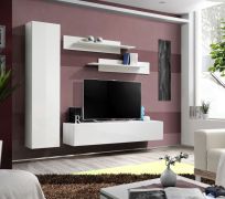 Bovenkast met veel opbergruimte Hompland 62, kleur: wit - Afmetingen: 170 x 210 x 40 cm (H x B x D), met blauwe LED-verlichting