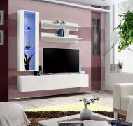 Eenvoudig wandmeubel Hompland 78, kleur: wit - Afmetingen: 170 x 160 x 40 cm (H x B x D), met één bovenkastje