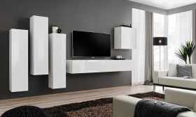 Uitzonderlijk Balestrand 33 wandmeubel, kleur: wit - Afmetingen: 160 x 330 x 40 cm (H x B x D), met push-to-open functie