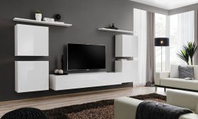 Moderne woonwand Balestrand 49, kleur: wit - afmetingen: 150 x 320 x 40 cm (H x B x D), met genoeg opbergruimte