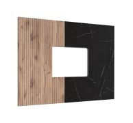 Achterwand paneel / wandpaneel / kleur: eiken vicking / zwart marmer / hoogwaardige afwerking / 160 x 1,5 x 120 cm / voor woonkamer