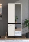 Garderobekast / 2 spiegeldeuren / kleur: kasjmier / 9 vakken / afmetingen: 80 x 40 x 205,5 cm / 4 vleugeldeuren / ABS randen / voor de hal