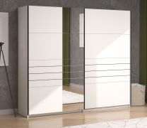 Schuifdeurkast / kledingkast / 2 kledingstangen / kleur: opaak wit / ABS randen / afmetingen: 245 x 61 x 217,5 cm / 2 vakken / voor slaapkamers