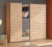 Schuifdeurkast / kledingkast / 2 kledingstangen / kleur: Artisan eiken / ABS randen / afmetingen: 245 x 61 x 217,5 cm / 2 vakken / voor slaapkamers