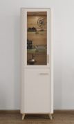 Vitrinekast / kleur: kasjmier / hoog / getint glas / 1 glasdeur / handgrepen & poten: Artisan eiken / 1 draaideur / afmetingen: 58 x 40 x 193 cm / 5 vakken