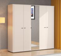 Kledingkast / 5-deurs / kleur: kasjmier / 1 spiegeldeur / afmetingen: 224,5 x 56 x 210,5 cm / 2 kledingstangen / 7 vakken / ABS randen / handgrepen & poten: metaal