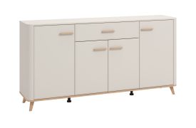 Ladekast / 4 draaideuren / 1 lade / kleur: kasjmier / ABS randen / 3 houten schappen / dressoir / afmetingen: 179,5 x 40 x 90,5 cm / 6 vakken / voor in huis