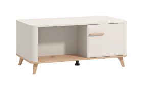 Salontafel / licht / kleur: kasjmier / 2 draaideuren / handgrepen & poten: Artisanaal eiken / 3 vakken / afmetingen: 101 x 54,5 x 46 cm / ABS randen / elegant design