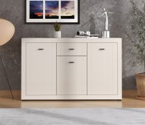Ladekast / 3 draaideuren / 1 lade / kleur: kasjmier / 6 vakken / ABS randen / afmetingen: 147,5 x 41,5 x 91,5 cm / dressoir / handgrepen en poten: metaal