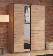 Schuifdeurkast / kleur: Artisan eiken / 1 spiegeldeur / 2 kledingstangen / 2 vakken / kledingkast / ABS randen / afmetingen: 145,5 x 60 x 217,5 cm