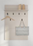 Kapstok / 6 haken / kleur: kasjmier / ABS randen / 1 schap / afmetingen: 77 x 19,5 x 115 cm / haken: zwart / voor de entree