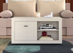 Salontafel / kleur: kasjmier / metalen handgrepen / salontafel / 2 scharnierdeuren / ABS randen / 4 vakken / afmetingen: 101 x 58 x 53,5 cm / klassiek en functioneel