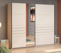 Schuifdeurkast / kledingkast / 2 kledingstangen / kleur: kasjmier / ABS randen / afmetingen: 245 x 61 x 217,5 cm / 2 vakken / voor slaapkamers