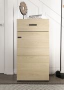 Ladekast / 1 lade / kleur: eiken licht port / 1 draaideur / ABS randen / 3 vakken / afmetingen: 51,5 x 35 x 98 cm / handgrepen en poten: zwart / voor entree