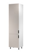 Hoge keukenkast | 2 draaideuren | Kleur: wit / beige | Soft-Close functie | 60 x 58 x 247 cm | 6 vakken | metalen handgrepen | verstelbare poten | links draaiende deur
