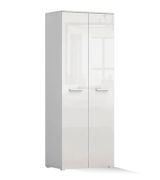 Draaideurkast / kledingkast / Hoogglans wit / Dubbele deuren / 199 x 80 x 51 cm / 2 vakken / Effen, minimalistisch design / dunne handgrepen