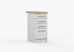 Onderkast | Wit | Parnassus 01 | 85 x 40 x 60 cm | 4 laden | Eenkleurig | Onderhoudsvriendelijk oppervlak | Werkblad 38 mm dik | Keuken