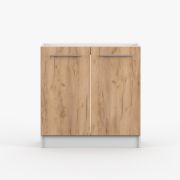 Wastafelonderkast / Draaideurkast | Bruin / Wit | Parnassus 10 | 1 vak | 2 deuren | Handgrepen: Metaal | 81,5 x 80 x 46 cm | Front in houtlook