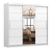 Kledingkast / Schuifdeurenkast, 2,3 meter breedte / Kledingkast / Gorski 67 / Wit / met spiegel / 3 deuren / Handgrepen: metaal / 218 x 233 x 61 cm