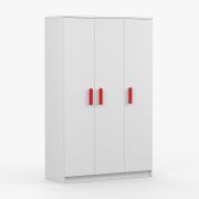 1,2 meter brede kledingkast / draaideurkast | wit | 9 vakken | 192 x 120 x 50 cm | kledingroede | houten handgrepen | Smolikas 120 | 3 deuren