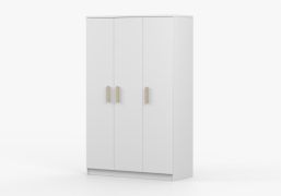 Draaideurkast / kledingkast wit | Smolikas 122 | 50 x 120 x 192 cm | kledingroede | 3 deuren | houten handgrepen | 192 x 120 x 50 cm | 9 vakken