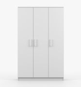 1,2 meter brede draaideurkast / garderobekast | 192 x 120 x 50 cm | Wit | Smolikas 124 | 3 deuren | 9 vakken | Kledingroede | Effen kleur