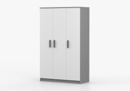 Kledingkast / draaideurkast /192 x 120 x 50 cm / wit / Sonoma eiken / kledingroede / Smolikas 115 / houten handgrepen / 3 deuren / 9 vakken