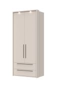 Kledingkast met twee lades Neiafu 59, kleur: kasjmier, twee deuren, Soft-Close functie, maten: 226 x 97 x 60 cm, verstelbare pootjes, voor de slaapkamer