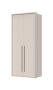 Drehtürenschrank mit Rahmen Neiafu 29, Farbe: Kaschmir, Maße: 226 x 97 x 60 cm, eine Kleiderstange, drei Einlegeböden, Soft-Close-Funktion, verstellbare Füße