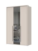 Draaideurkast met drie draaideuren en frames Neiafu 33, kleur: kasjmier, één spiegeldeur, Soft-Close functie, twee kledingstangen, maten: 224 x 137 x 56 cm