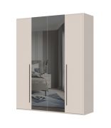 Vierdeurskast met twee spiegeldeuren Neiafu 09, kleur: kasjmier, afmetingen: 224 x 182 x 56 cm, soft-close functie, twee kledingroedes