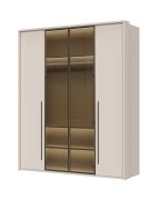 Kledingkast met twee glazen deuren Neiafu 38, kleur: kasjmier, soft-close functie, incl. binnenverlichting, negen legplanken, afmetingen: 224 x 182 x 56 cm