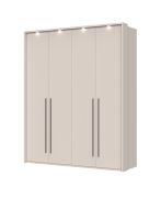 Draaideurkast met LED lijst Neiafu 64, kleur: kasjmier, vier deuren, twee kledingstangen, maten: 226 x 187 x 60 cm, zes schappen, Soft-Close functie