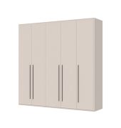 Fünftüriger Kleiderschrank mit genügend Stauraum Neiafu 13, Farbe: Kaschmir, verstellbare Füße, Soft-Close-Funktion, Maße: 224 x 227 x 56 cm