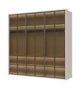 Draaideurkast met vijf glasdeuren incl. binnenverlichting Neiafu 44, kleur: kasjmier, drie kledingstangen, afmetingen: 224 x 227 x 56 cm, soft-close functie