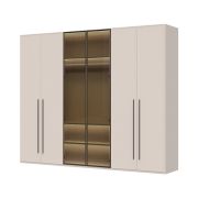 Kledingkast met twee glazen deuren Neiafu 20, kleur: kasjmier, incl. binnenverlichting, soft-close systeem, drie kledingstangen, afmetingen: 224 x 272 x 56 cm