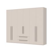 Brede kast met zes deuren Neiafu 22, kleur: kasjmier, afmetingen: 224 x 272 x 56 cm, stelvoetjes, twee laden, voor slaapkamers