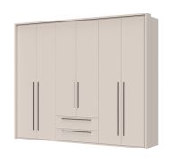 Grote kledingkast met twee lades Neiafu 50, Soft-Close functie, kleur: kasjmier, verstelbare poten, maten: 226 x 277 x 60 cm, drie kledingstangen