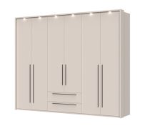 Großer Kleiderschrank mit sechs Türen Neiafu 78, zwei Schubladen, LED-Rahmen, Maße: 226 x 277 x 60 cm, Soft-Close-Funktion, drei Kleiderstangen