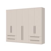 Draaideurkast met vier lades Neiafu 24, kleur: kasjmier, soft-close-systeem, maten: 224 x 272 x 56 cm, drie kledingstangen, voor de slaapkamer