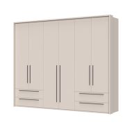 Brede draaideurkast met ombouw Neiafu 52, vier lades, kleur: kasjmier, zes deuren, vijf schappen, maten: 226 x 277 x 60 cm, verstelbare pootjes