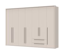 Kledingkast met zeven deuren en frame Neiafu 54, kleur: kasjmier, twee lades, Soft-Close functie, maten: 226 x 322 x 60 cm, vier kledingstangen