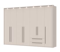 Kledingkast / draaideurkast met zeven deuren Neiafu 82, kleur: kasjmier, twee laden, soft-close functie, vier kledingstangen, afmetingen: 226 x 322 x 60 cm