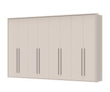 Kledingkast met acht deuren en frame / ombouw Neiafu 56, kleur: kasjmier, maten: 226 x 367 x 60 cm, Soft-Close functie, twaalf schappen, verstelbare poten