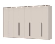 Kledingkast met acht deuren, incl. LED lijst Neiafu 84, kleur: kasjmier, maten: 226 x 322 x 60 cm, vier kledingstangen, Soft-Close functie