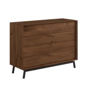 Dressoir / ladekast met vier laden Salleron 17, massief eiken geolied, kleur: Tabacco, push-to-open functie, afmetingen: 90 x 121 x 45 cm, voor woonkamer