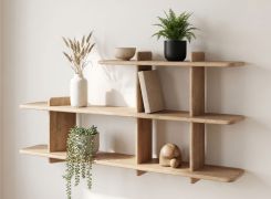Open kast / Kleur: eiken / Massief hout / Geolied eikenhout / 3 vakken / 140 x 25 x 66 cm / Stijlvol / Functioneel / Natuurlijk